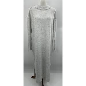 Stitchdrop Gray Knit Sweater Dress Long Sleeve Midi Side Slit Women’s L